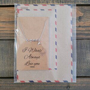 Ripple Beach Waves with Whale Tail Pendant Necklace